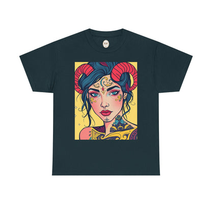 Unisex Heavy Cotton T-Shirt, Aries, Zodiac, Sexy Art