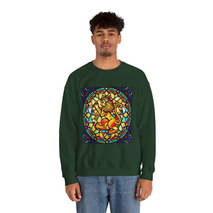 Unisex Heavy Blend™ Crewneck Sweatshirt, Glass 1, Leo Zodiac Design