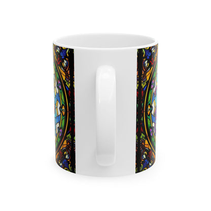 Ceramic Mug, (11oz, 15oz), Glass Design, AOP, Leo Zodiac Sign