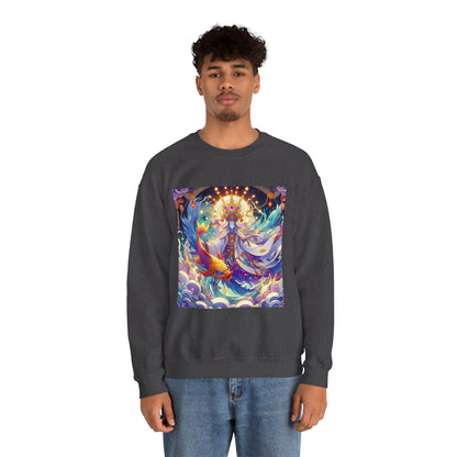 Unisex Heavy Blend™ Crewneck Sweatshirt, Anime Pisces King, Zodiac Design