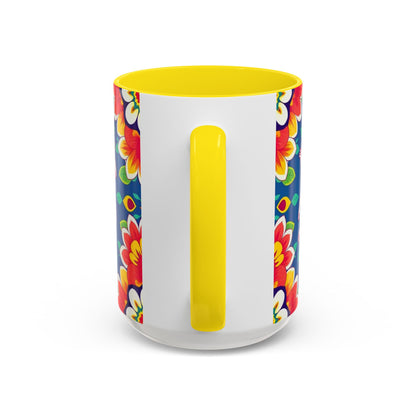 Accent Coffee Mug, Virgo, Zodiac v3. Flower Pattern, (11, 15oz)
