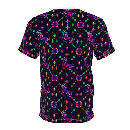 Unisex Cut & Sew T-Shirt, (AOP), Capricorn, Zodiac v1, Jewels Pattern
