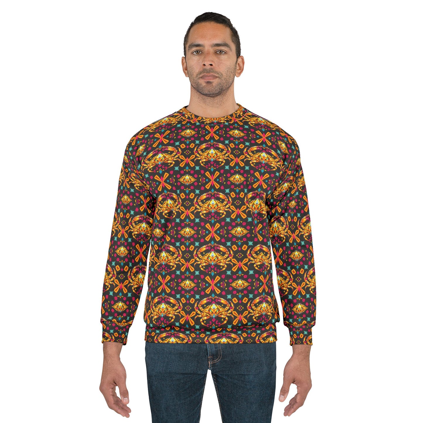 Unisex Sweatshirt (AOP), Cancer, Zodiac, Jewel Pattern
