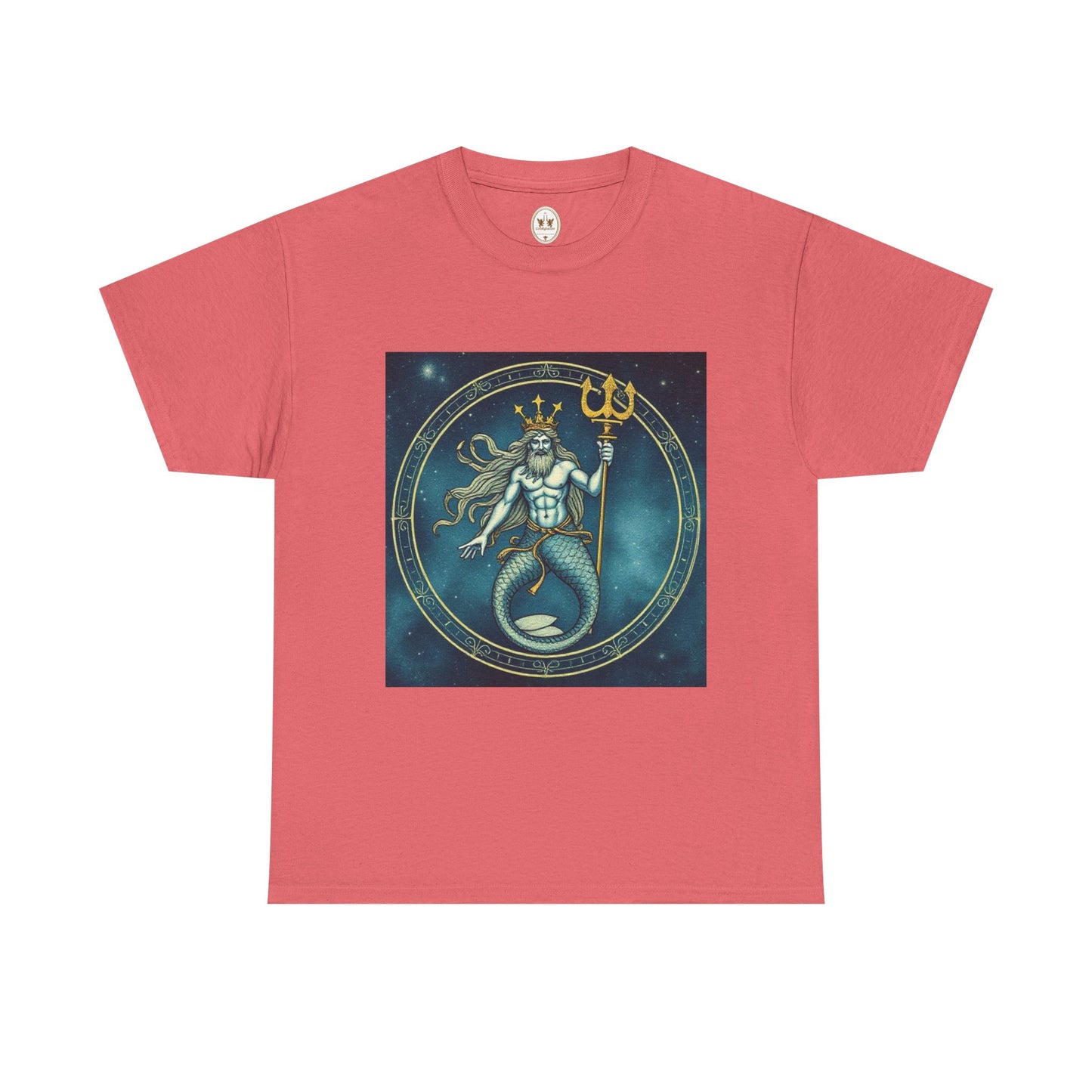 Unisex Heavy Cotton T-Shirt, Aquarius God 5v, Zodiac Design