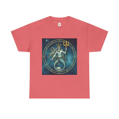 Unisex Heavy Cotton T-Shirt, Aquarius God 5v, Zodiac Design