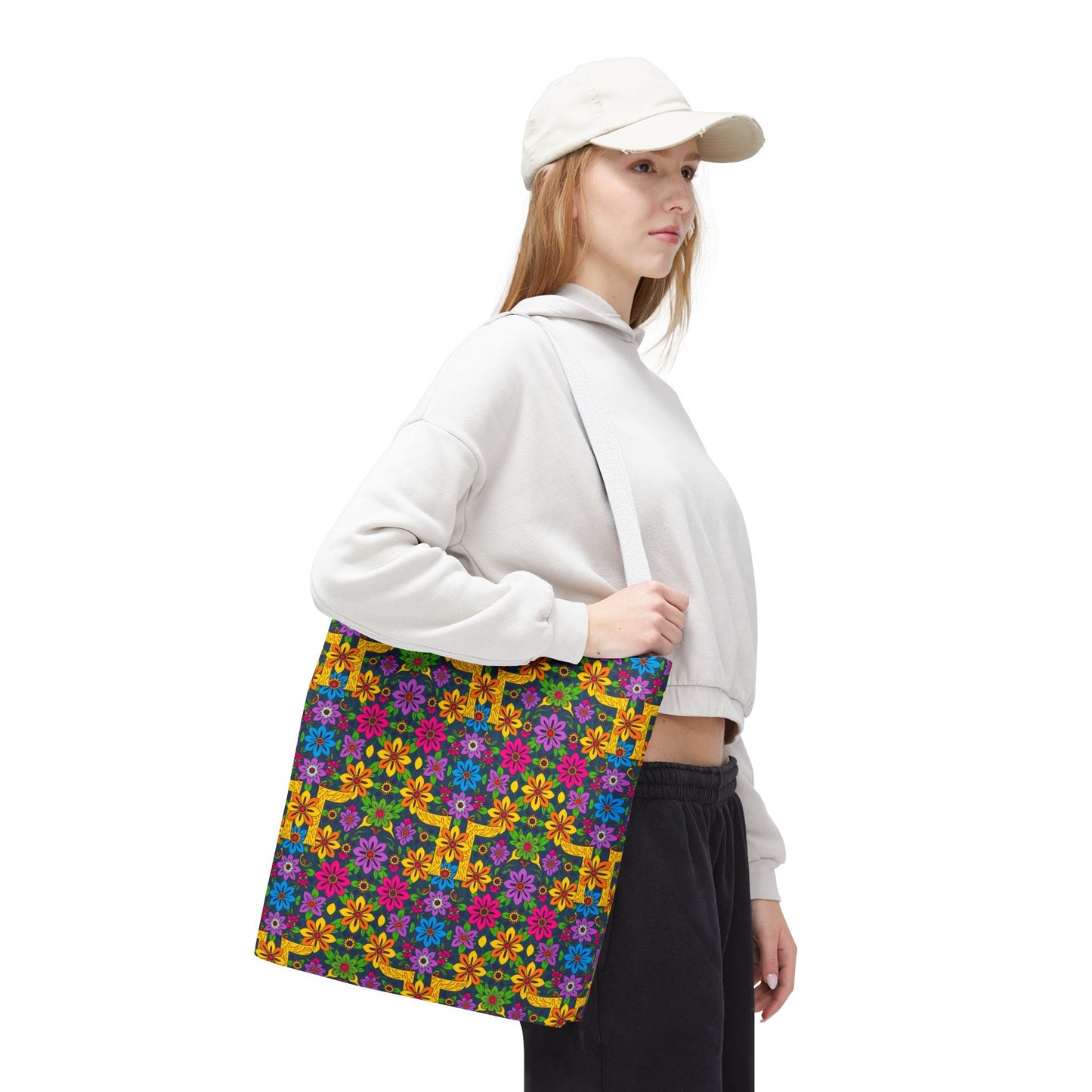 Tote Bag, (AOP), Gemini, Zodiac v2, Flower Pattern