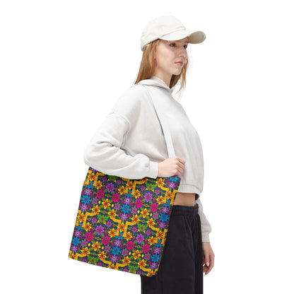 Tote Bag, (AOP), Gemini, Zodiac v2, Flower Pattern