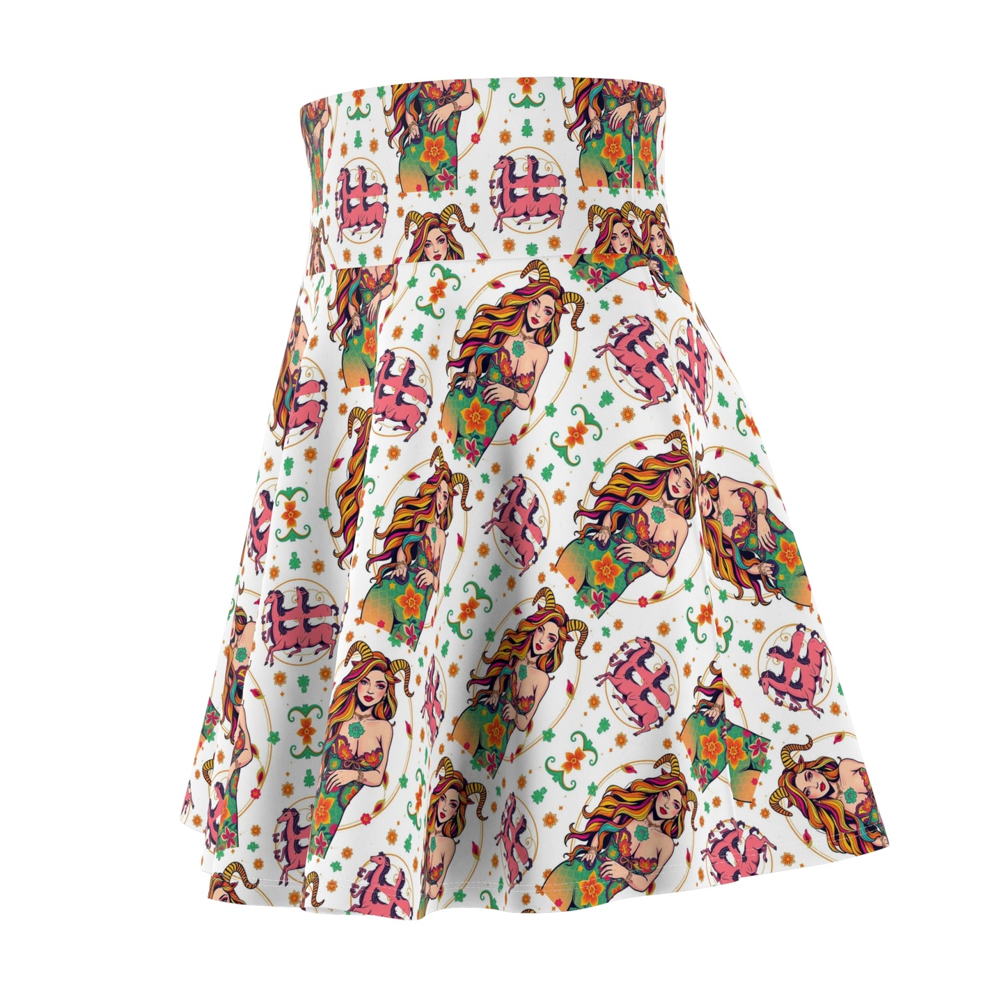 Women's Skater Skirt, (AOP), Capricorn, Zodiac v1, Sexy Pattern