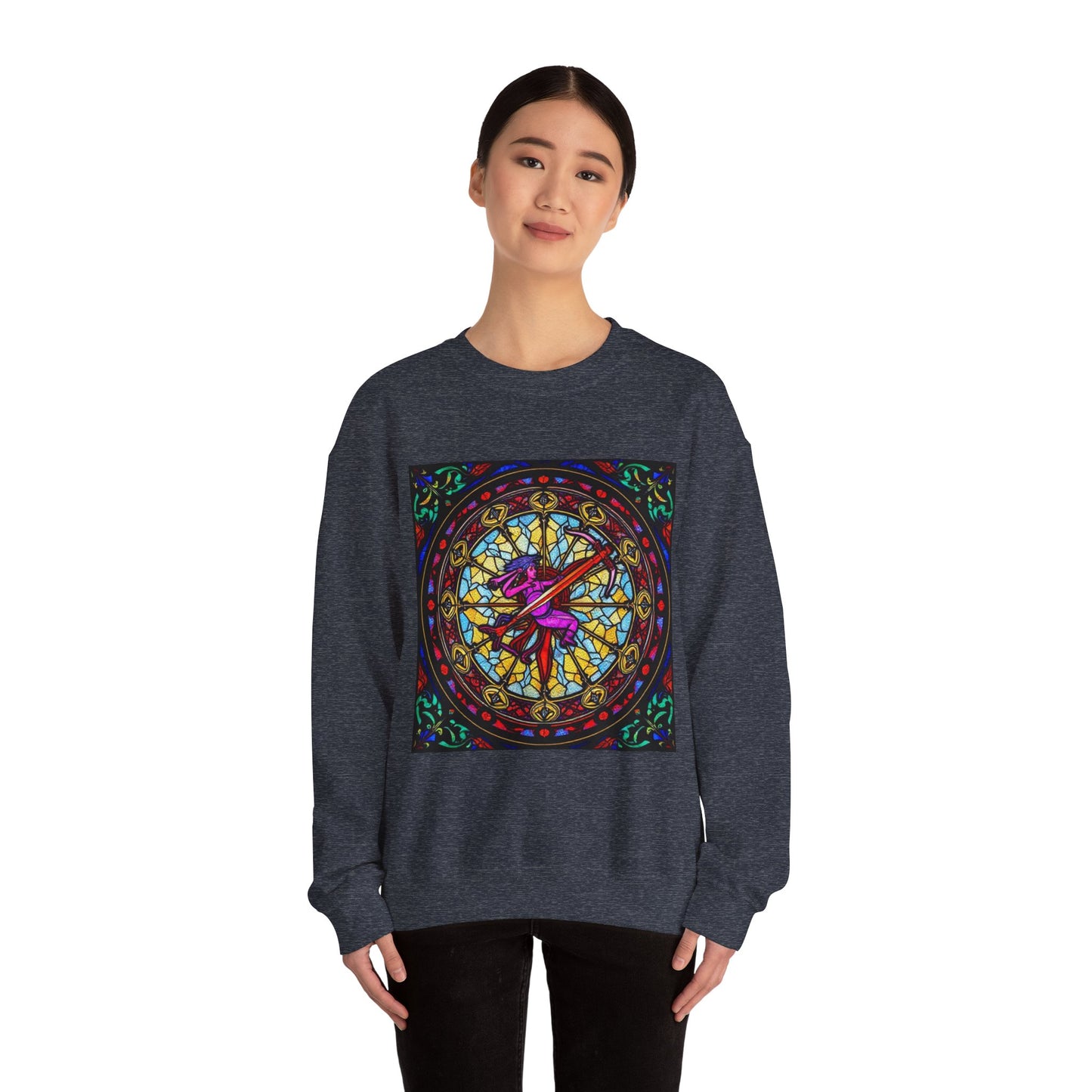Unisex Heavy Blend™ Crewneck Sweatshirt, Glass 1, Sagittarius Zodiac Design