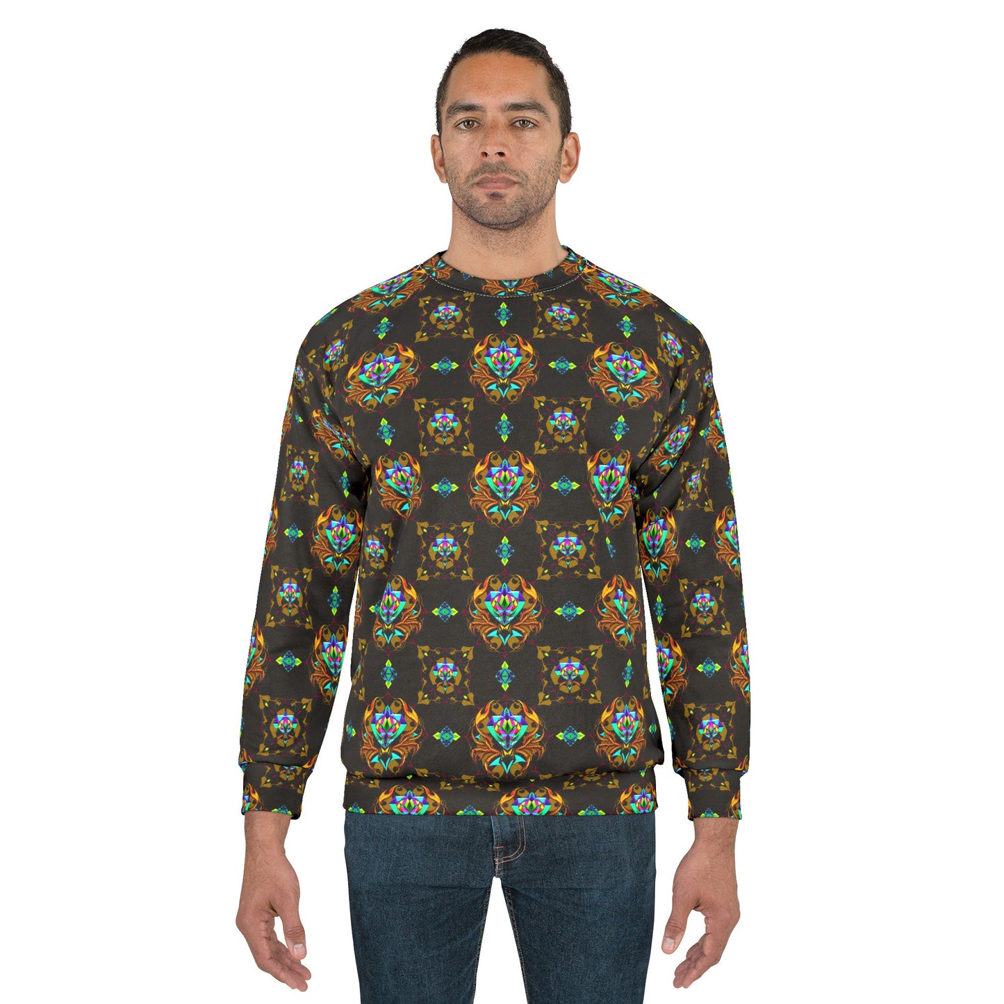 Unisex Sweatshirt (AOP), Scorpio, Zodiac v4, Jewel Pattern