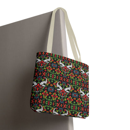 Tote Bag, (AOP), Taurus, Zodiac v4, Flower Pattern