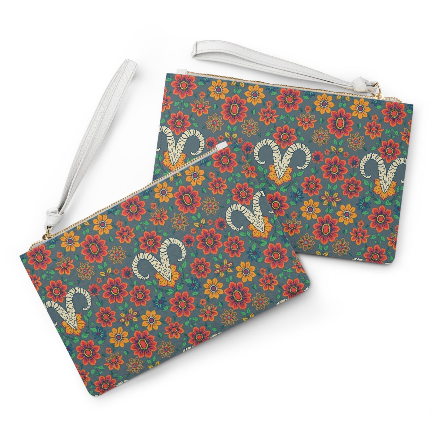 Clutch Bag, Aries, Zodiac v1, Flower Pattern