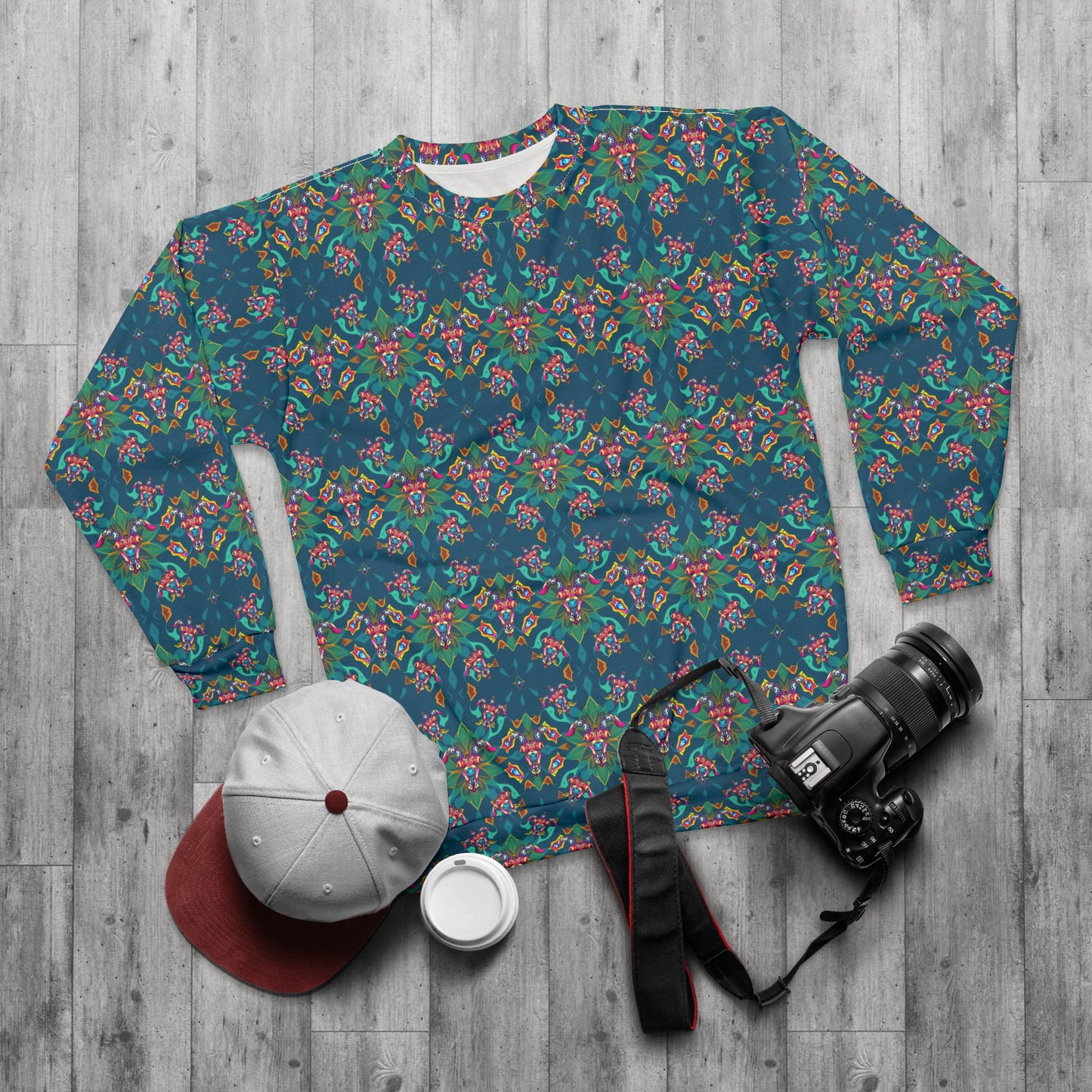 Unisex Sweatshirt (AOP), Taurus, Zodiac v2, Jewel Pattern