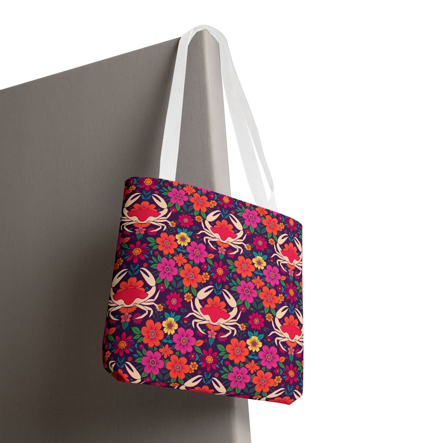 Tote Bag, (AOP), Cancer, Zodiac v5, Flower Pattern