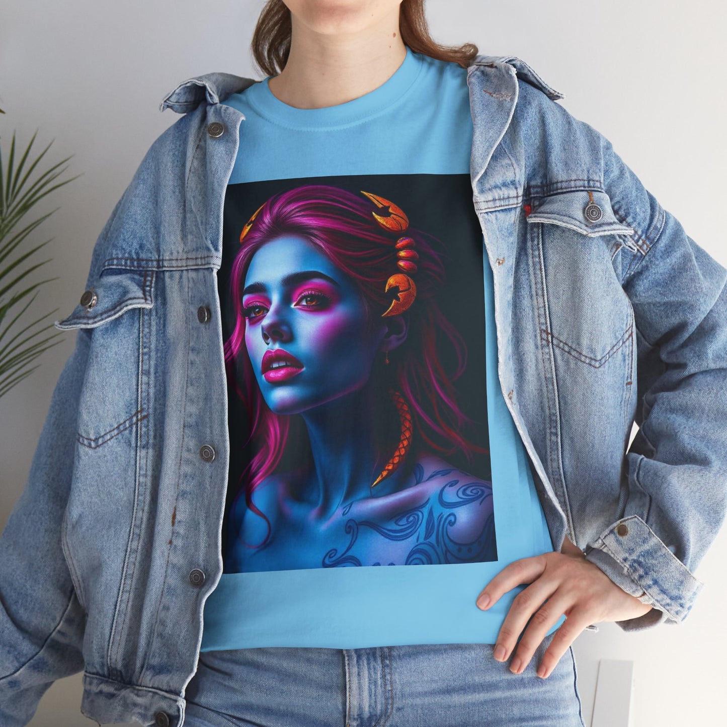 Unisex Heavy Cotton T-Shirt, Scorpio, Zodiac, Sexy Art