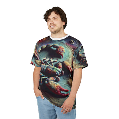 Unisex Cut & Sew T-Shirt (AOP), Trippy Mist, Scorpio Zodiac Design, Regular fit, 100% Polyester