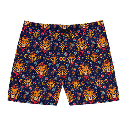 Men's Mid-Length Swim Shorts, (AOP), Leo, Zodiac v3, Bubble Pattern
