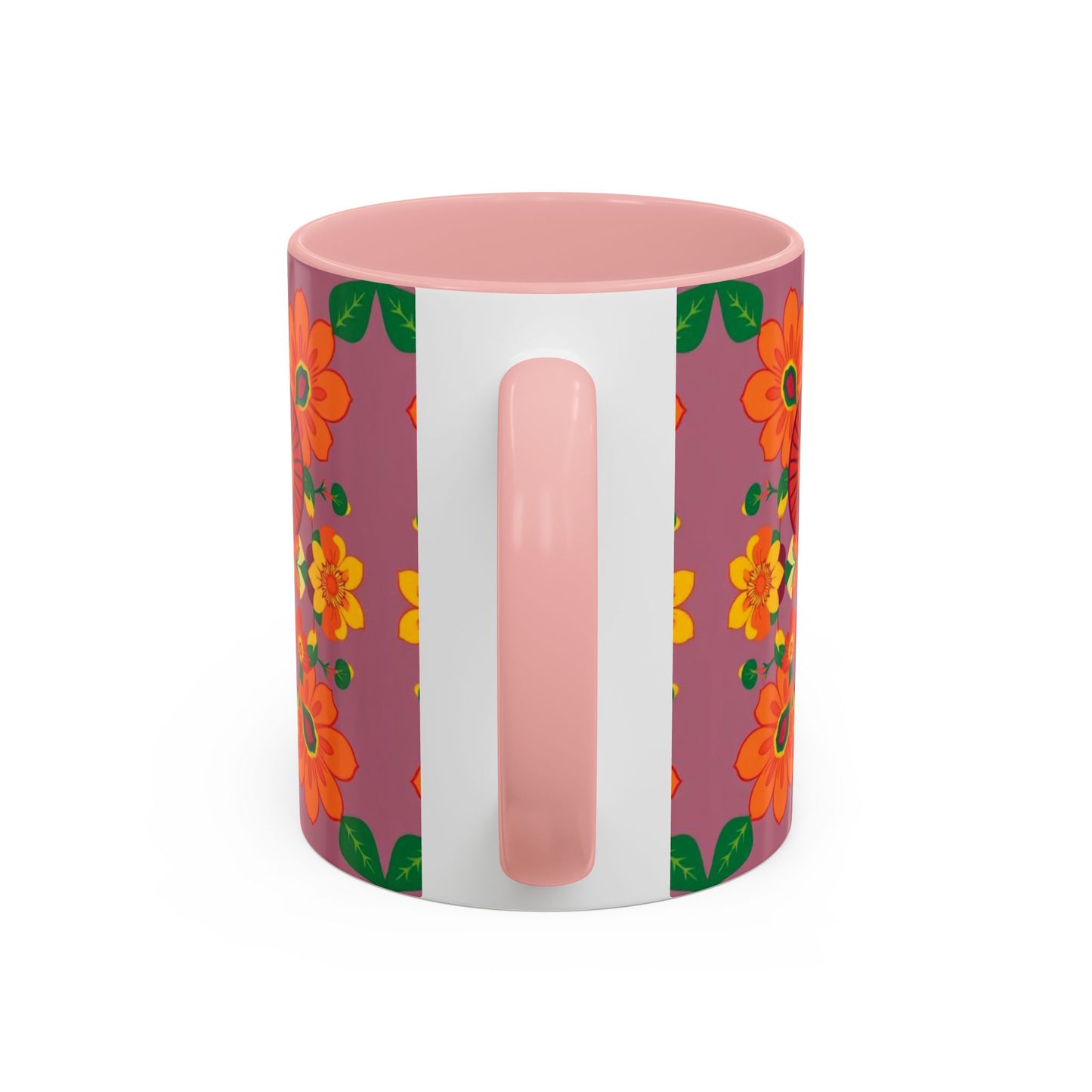 Accent Coffee Mug, Aries, Zodiac v1, Flower Pattern, (11, 15oz)