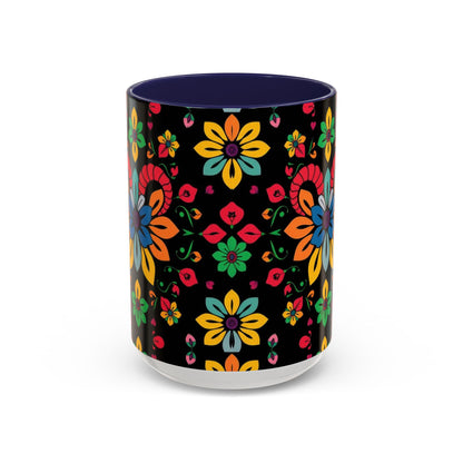 Accent Coffee Mug, Aries, Zodiac v3, Flower Pattern, (11, 15oz)
