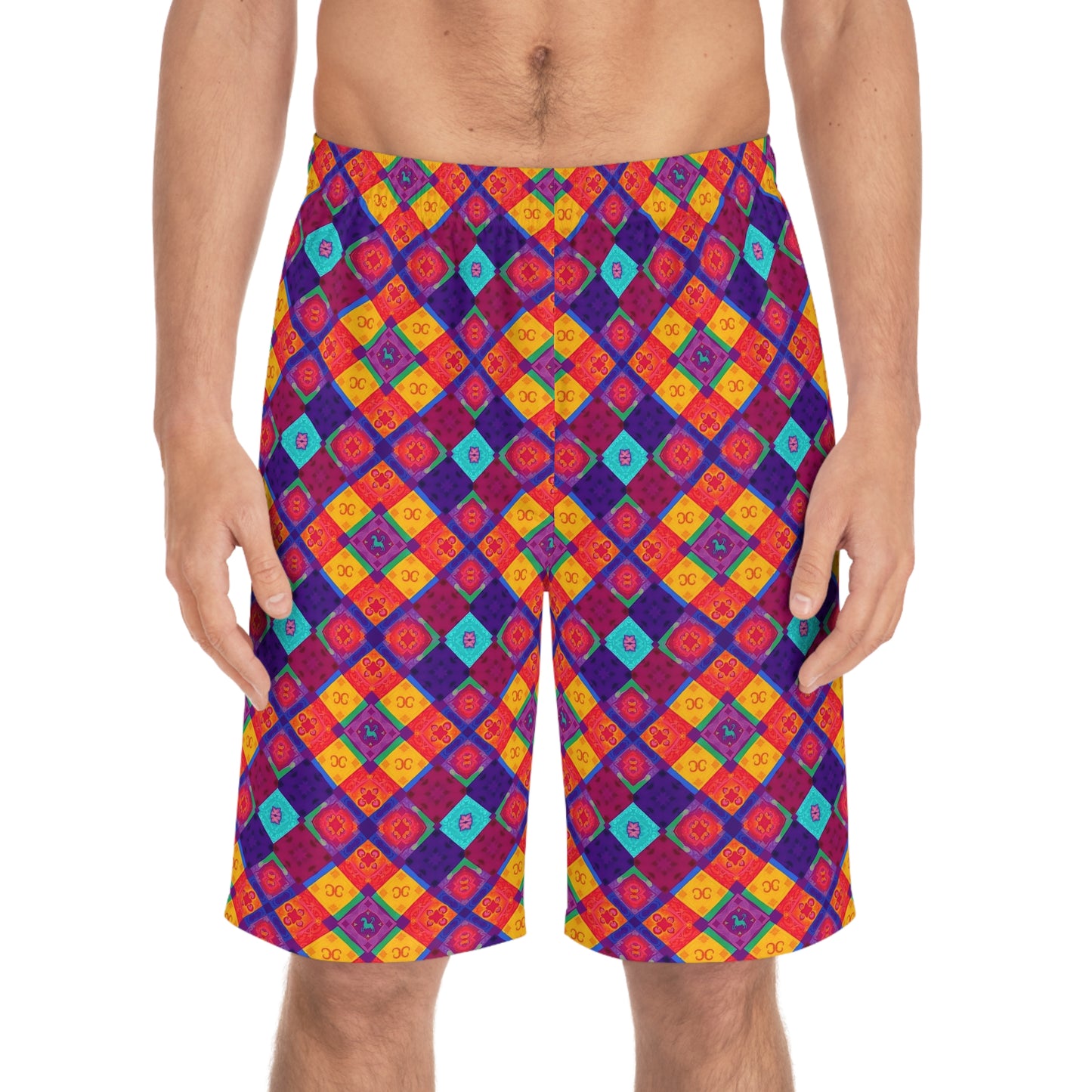 Men's Board Shorts, (AOP), Virgo, Zodiac, Shape Pattern