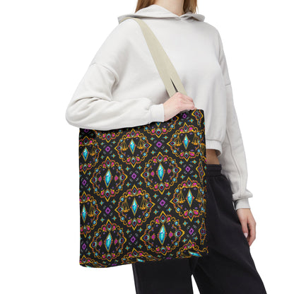 Tote Bag (AOP), Libra, Zodiac v1, Jewel Pattern