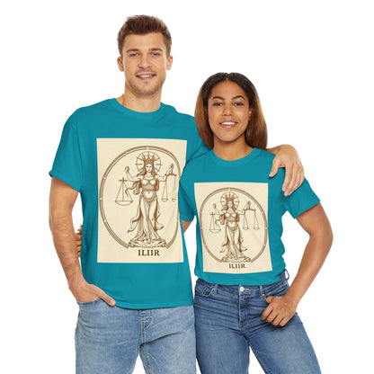 Unisex Heavy Cotton T-Shirt, Libra Goddess, Zodiac Design