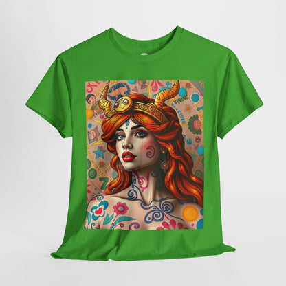 Unisex Heavy Cotton T-Shirt, Virgo, Zodiac v1, Sexy Art