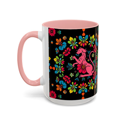 Accent Coffee Mug, Zodiac. Virgo, Flower Pattern, (11, 15oz)