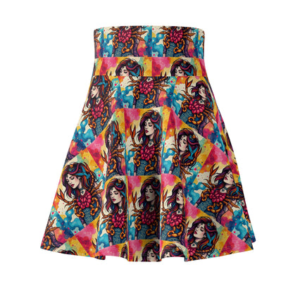 Women's Skater Skirt, (AOP), Scorpio, Zodiac v4, Sexy Pattern