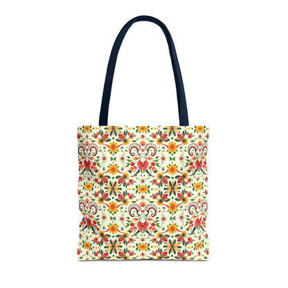 Tote Bag (AOP), Aries, Zodiac v2, Flower Pattern