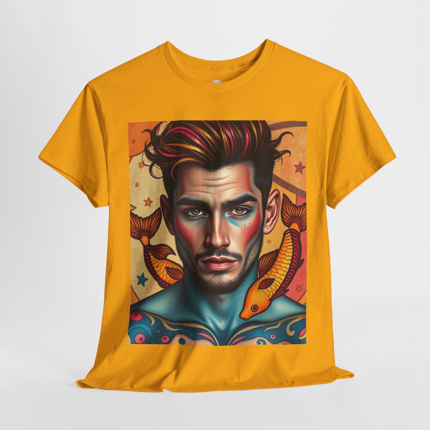 Unisex Heavy Cotton T-Shirt, Pisces, Zodiac v2, Sexy Art