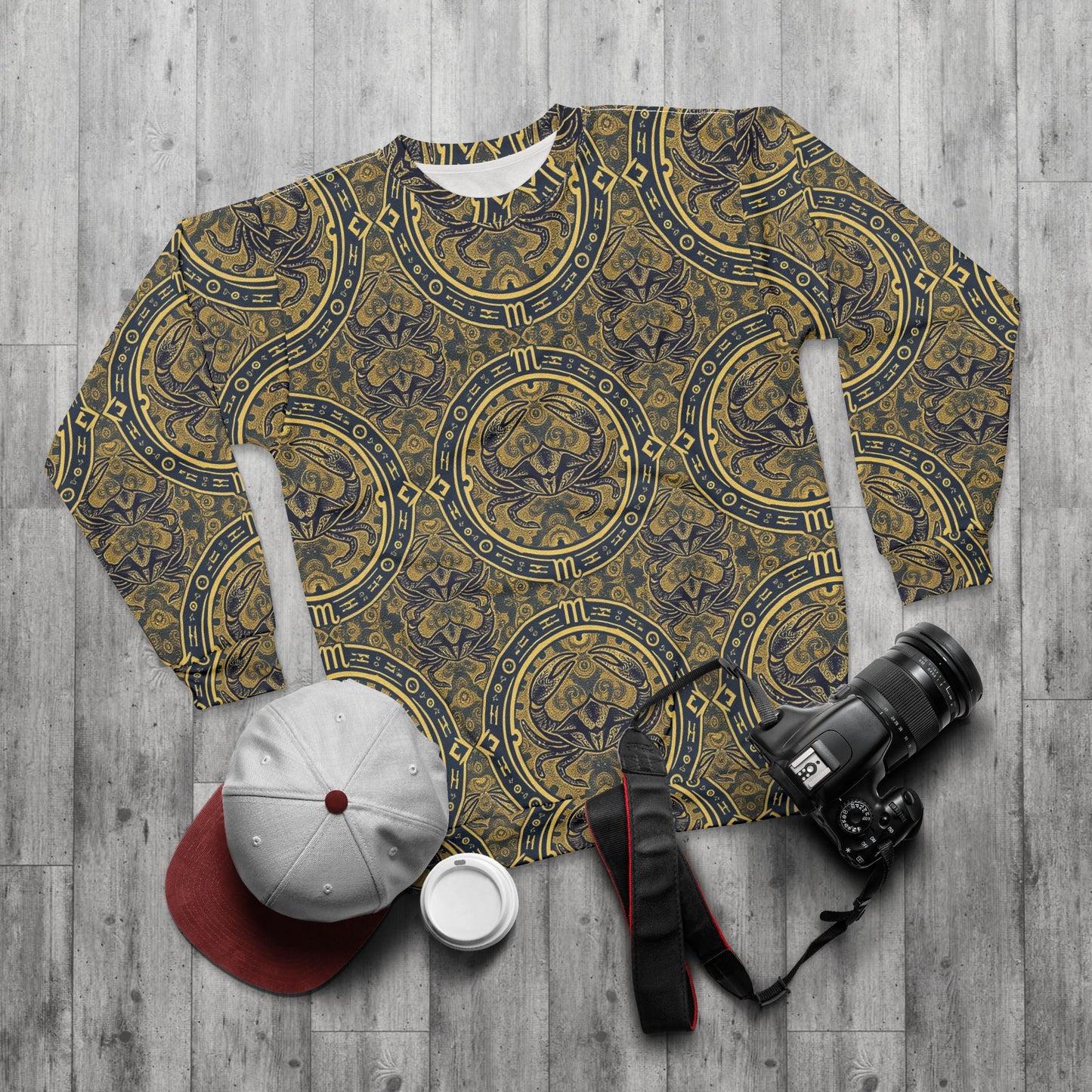 Unisex Sweatshirt, Zodiac Design, Pattern, Cancer, AOP