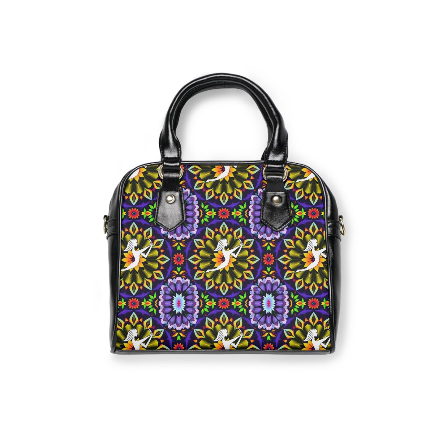 Shoulder Handbag, Sagittarius, Zodiac v2, Flower Pattern