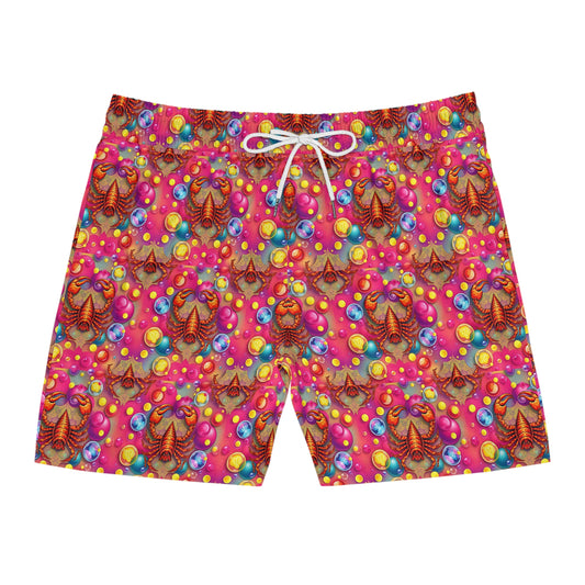 Men's Mid-Length Swim Shorts, (AOP), Scorpio, Zodiac v3, Bubble Pattern