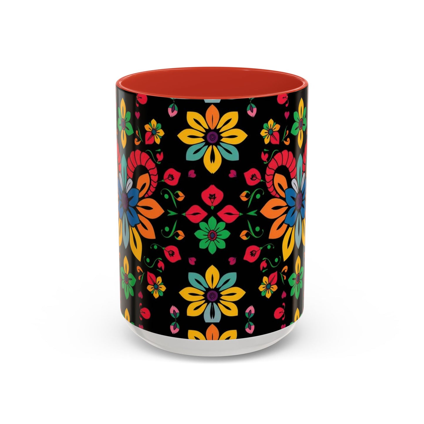 Accent Coffee Mug, Aries, Zodiac v3, Flower Pattern, (11, 15oz)