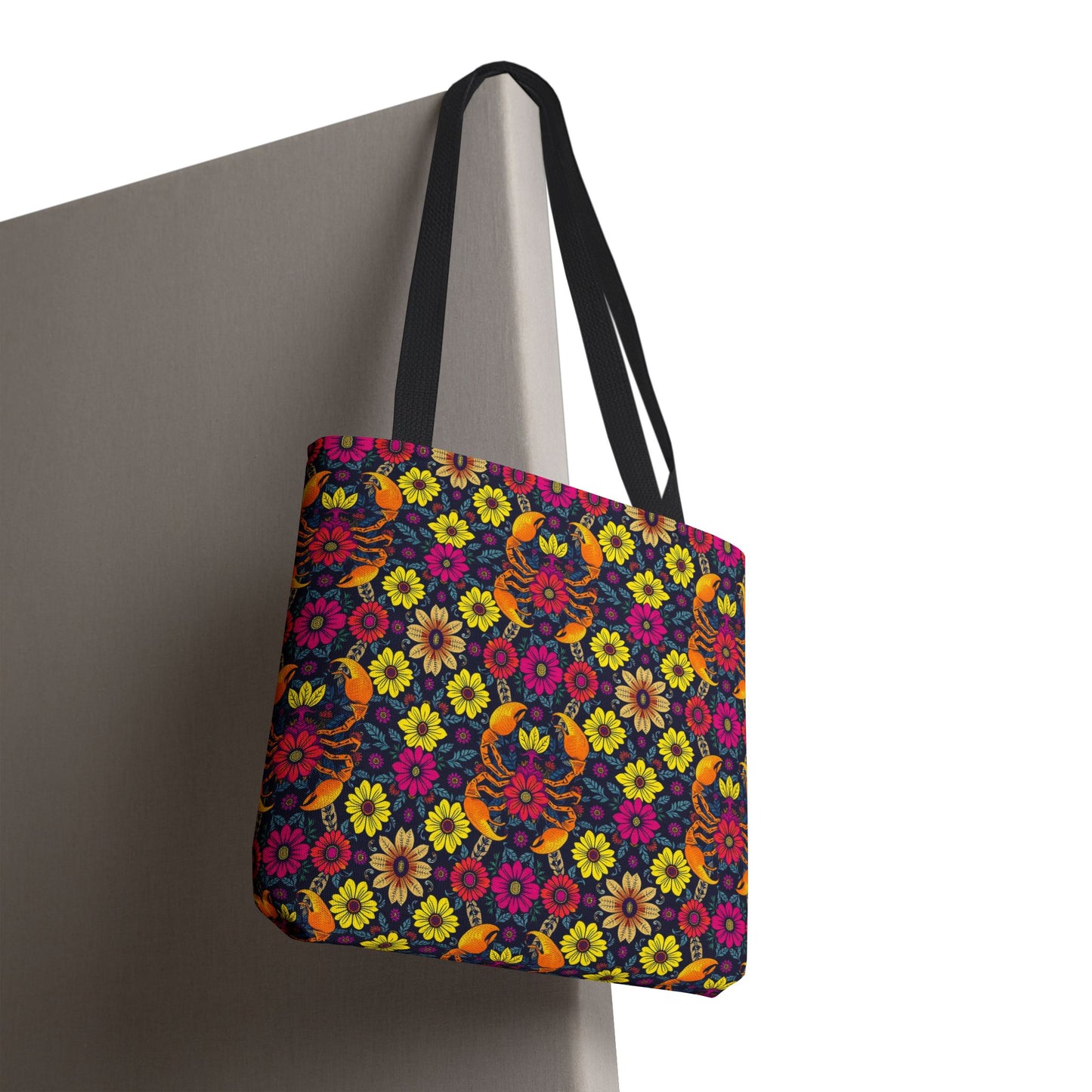 Tote Bag, (AOP), Scorpio, Zodiac v1, Flower Pattern
