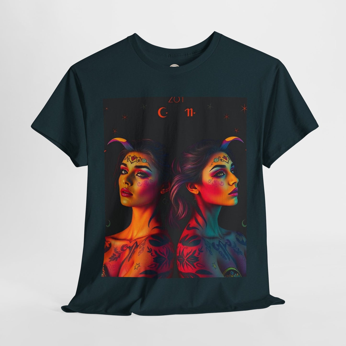 Unisex Heavy Cotton T-Shirt, Gemini, Zodiac, Sexy Art