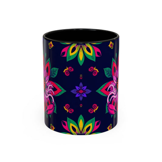Accent Coffee Mug, Scorpio, Zodiac v4. Flower Pattern, (11, 15oz)