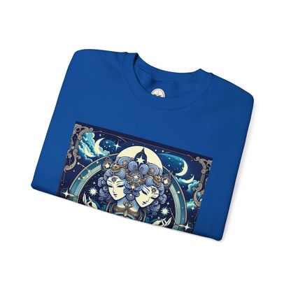 Unisex Heavy Blend™ Crewneck Sweatshirt,Twin Body, Gemini Zodiac Design