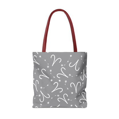 Tote Bag, Aries Zodiac Sign, AOP, (Grey, White)