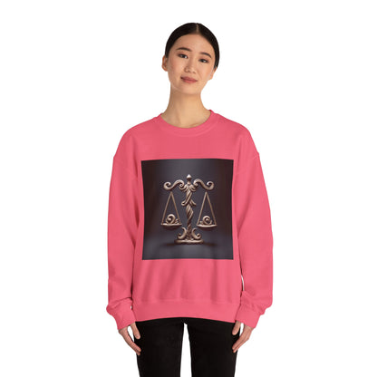 Unisex Heavy Blend™ Crewneck Sweatshirt, Brown Scale, Libra Zodiac Design