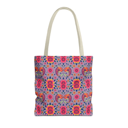 Tote Bag (AOP), Pisces, Zodiac v2, Flower Pattern
