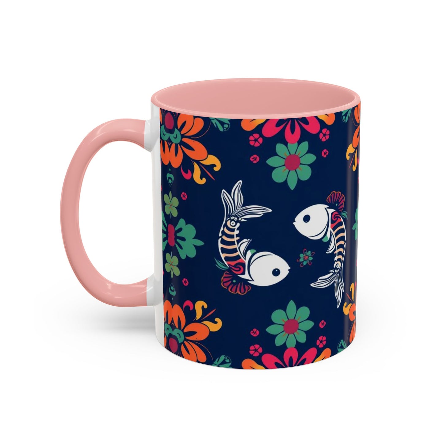 Accent Coffee Mug, Pisces, Zodiac. Flower Pattern, (11, 15oz)