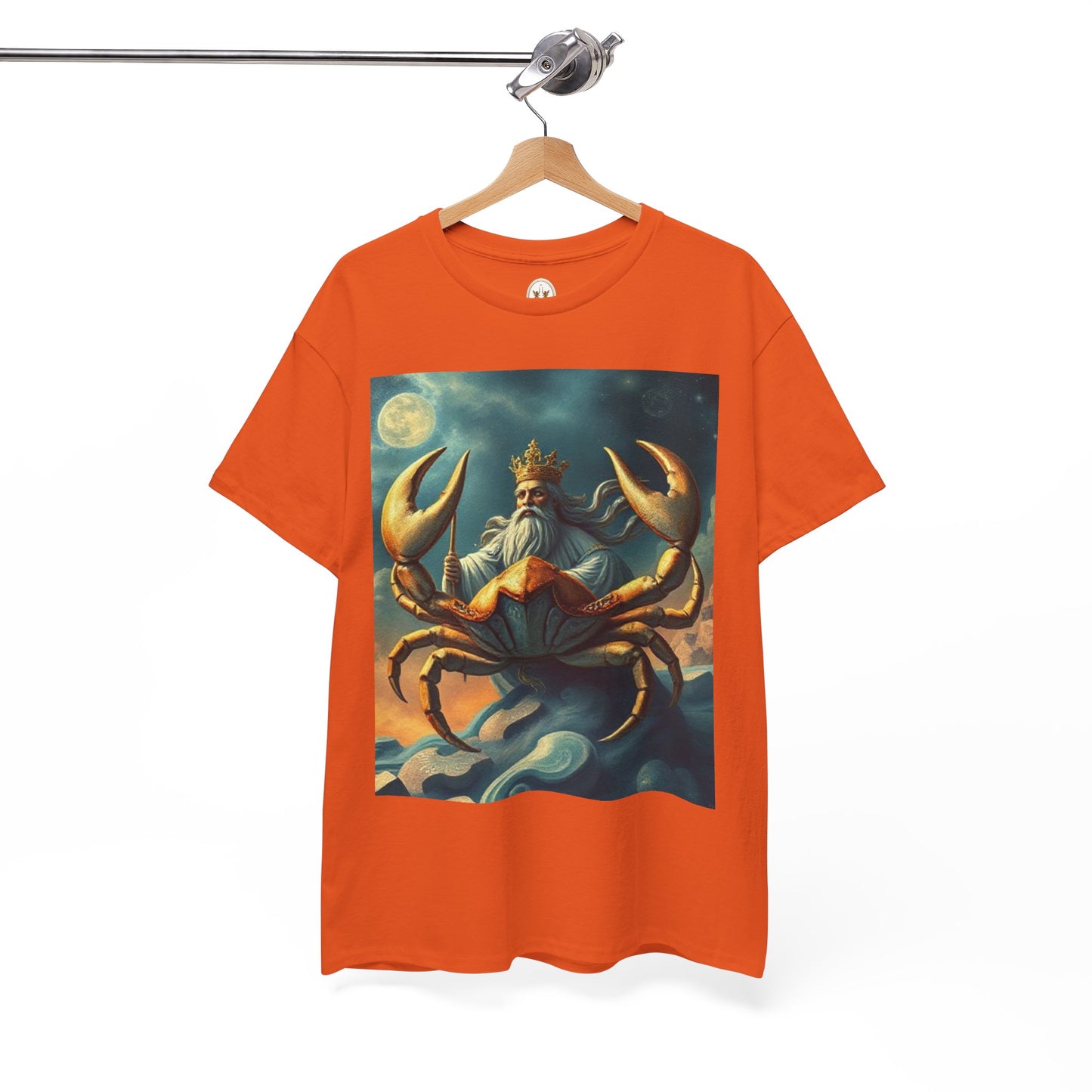 Unisex Heavy Cotton T-Shirt, Crustacean King, Cancer Zodiac Design