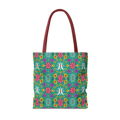 Tote Bag, (AOP), Aquarius, Zodiac v2, Flower Pattern
