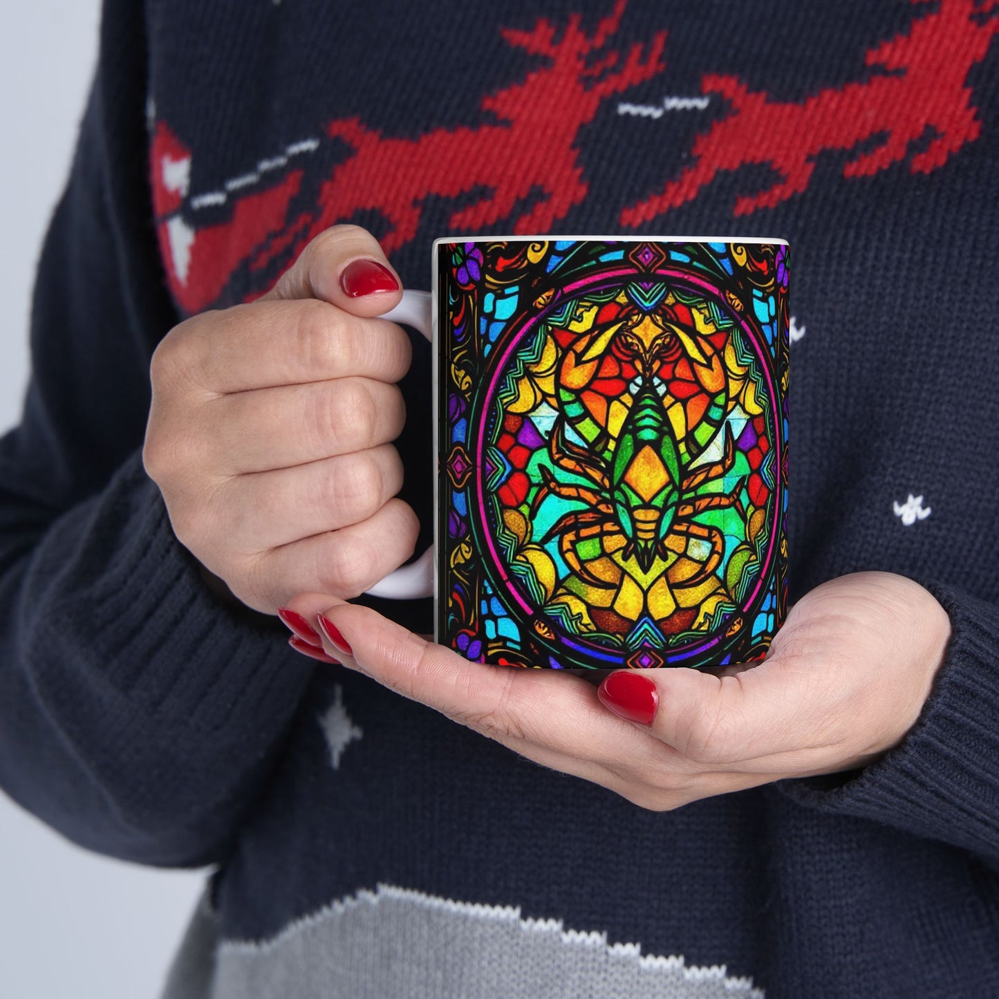 Ceramic Mug, (11oz, 15oz), Ceramic Coffee Mug, AOP, Glass Design, Scorpio Zodiac