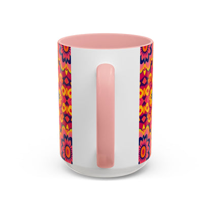 Accent Coffee Mug, Pisces, Zodiac v1, Flower Pattern, (11, 15oz)