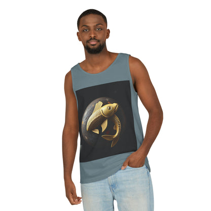Unisex Garment-Dyed, Tank Top, Pisces Design, Space Animal v1, 100% US cotton