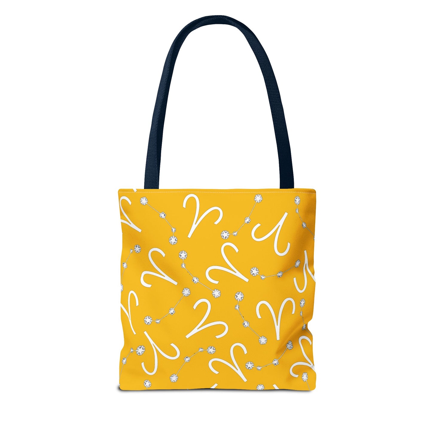 Tote Bag, Aries Zodiac Sign, AOP, (Yellow, White)