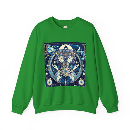 Unisex Heavy Blend™ Crewneck Sweatshirt,Twin Body, Gemini Zodiac Design